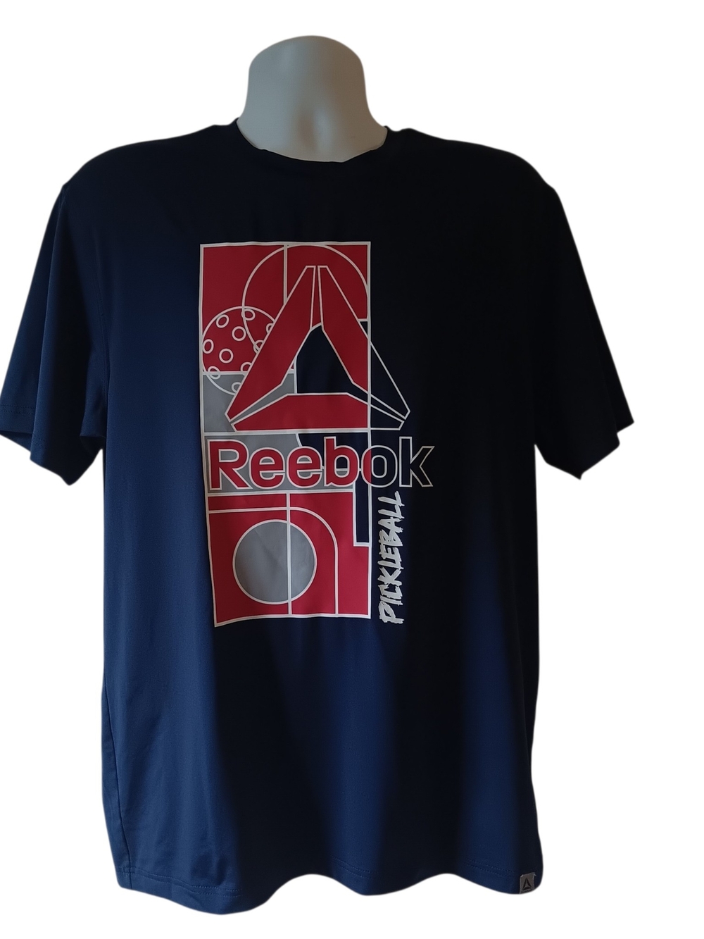 Reebok pickleball men's navy blue short-sleeve activewear t-shirt size M